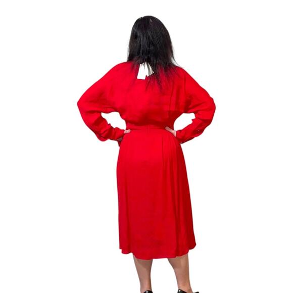 NWT Jason Wu Tie Neck Red Dress - As Seen on The View - Size 8 Midi Length - Picture 7 of 16